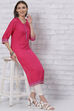 Pink LIVA Straight Kurta image number 5